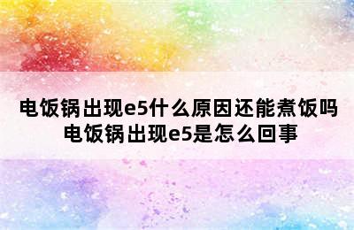 电饭锅出现e5什么原因还能煮饭吗 电饭锅出现e5是怎么回事